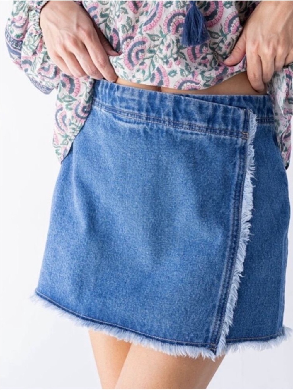 Natural Life Denim Faux Wrap Skirt Large - Picture 2 of 6